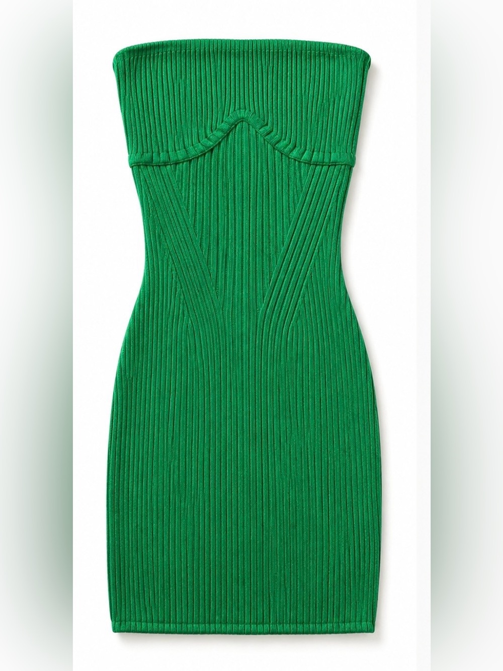 Princess Polly Green Ribbed Strapless Tube Mini Dress S/M Bodycon EUC